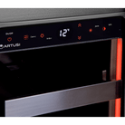 Artusi wine cellar touch control display with amber interior lighting selected