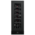 Artusi AWC18BV wine cellar, front view with the interior lit and bottles stored
