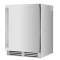 Artusi AOFDZ127X dual zone beverage chiller angled view with vertical bar handle