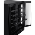 Artusi AWC36BV wine cellar with one door open and a shelf pulled out under interior lighting