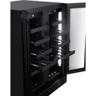 Artusi AWC36BV wine cellar with one door open and a shelf pulled out under interior lighting