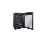 Artusi ABC1B bar fridge with door open showing shelves and interior