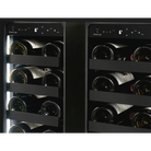 Artusi AWC36BV wine cellar, close-up of bottles on the two half-width shelves