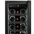 Artusi AWC18BV wine cellar, close-up of wine bottles on shelves with the touch control display above