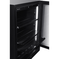 Artusi ABC142BV beverage cooler with door open showing wire shelves and LED lighting