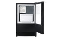 Artusi AIM4009B ice maker with door open showing the ice bin and scoop