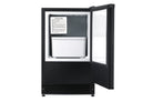 Artusi AIM4009B ice maker with door open showing the ice bin and scoop