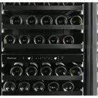 Artusi AWC154BV wine cellar, close-up of bottles on shelves with the interior lit
