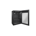 Artusi ABC1B bar fridge with door open and empty retractable shelves
