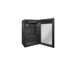 Artusi ABC1B bar fridge with door open and empty retractable shelves