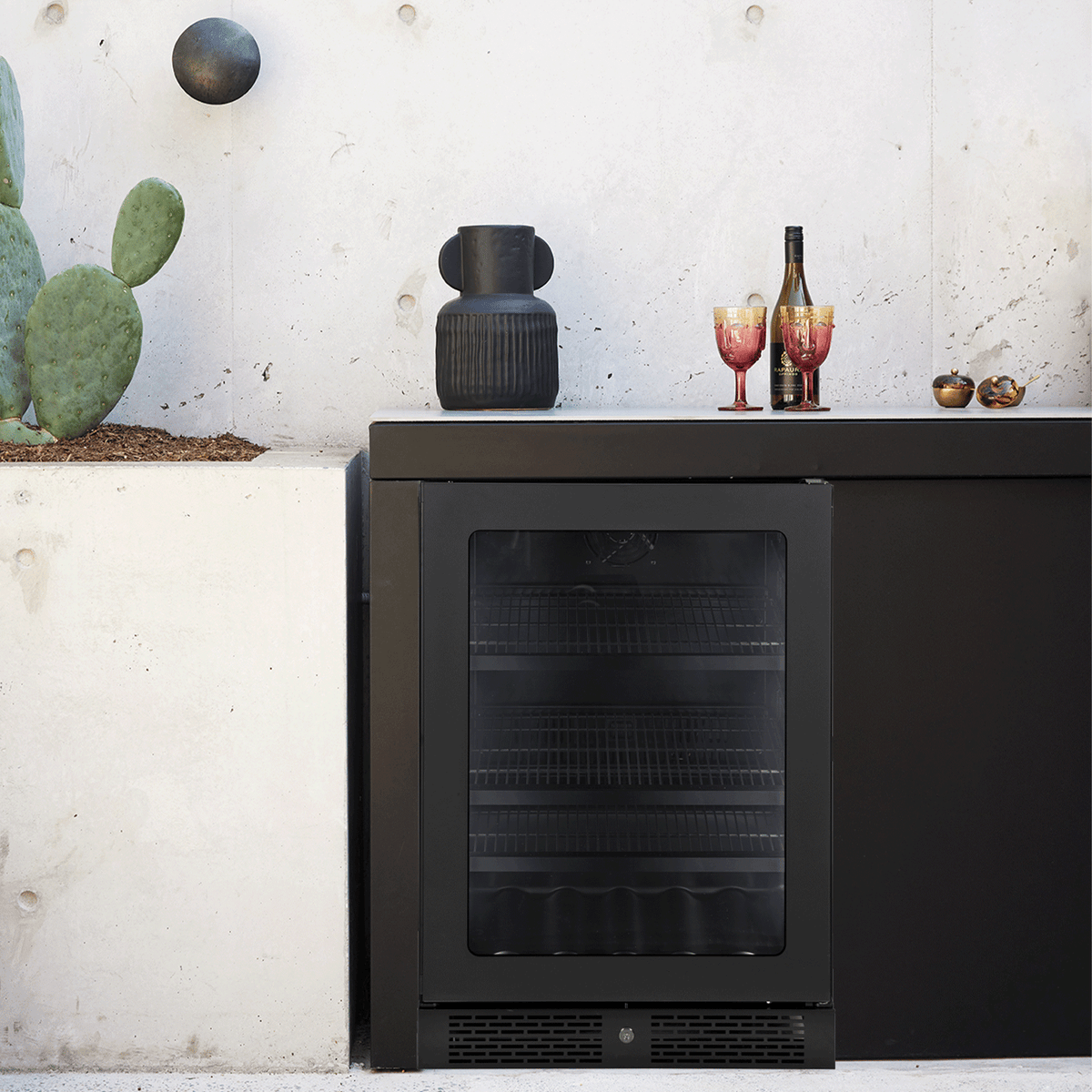 Artusi ABC142BV beverage cooler lifestyle - set into benchtop joinery