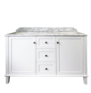 Turner Hastings COD150W Coventry 150cm Double Bowl Satin White Vanity with Real Marble Top & Ceramic Undercounter Basins