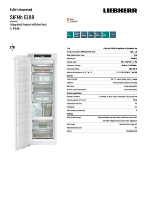 Liebherr SIFNh 5188 Integrated 'Peak' Freezer