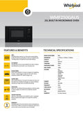 Whirlpool WMF250GAUS 25L Built-In Black Microwave