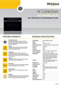 Whirlpool W7MWBLAUS 45cm Built In 6th Sense Combi Microwave