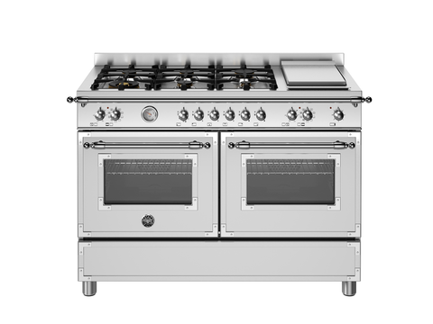 Bertazzoni HER126G2E Heritage Series 120cm 6 Burner & Griddle Dual Fuel Freestanding Cooker