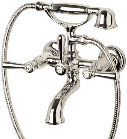 Nicolazzi Z2601 Brenta Wall Mounted Bath Set With Hand Shower with White Lever Handles