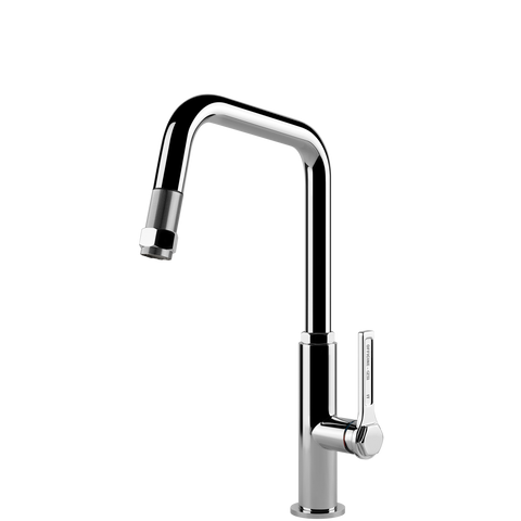 Gessi 60053 Officine Square Goose Neck Pull Out Mixer