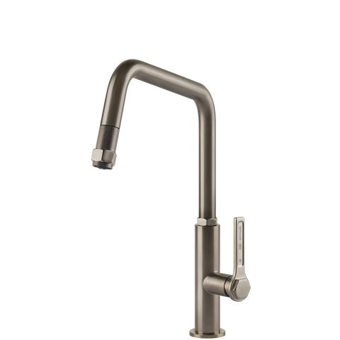 Gessi 60053 Officine Square Goose Neck Pull Out Mixer