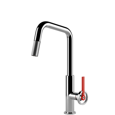 Gessi 60203 Officine V Square Goose Neck Pull Out Mixer
