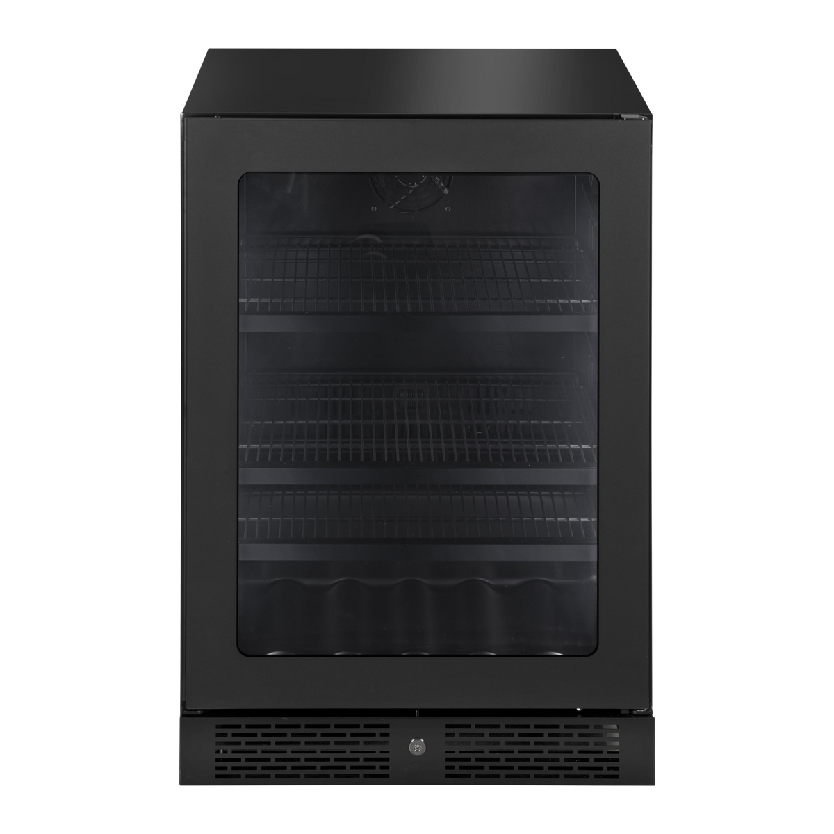 Artusi ABC142BV 60cm 127 can undercounter beverage cooler in black, front view