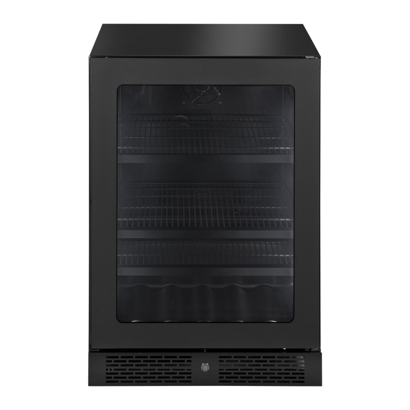 Artusi ABC142BV 60cm 127 can undercounter beverage cooler in black, front view