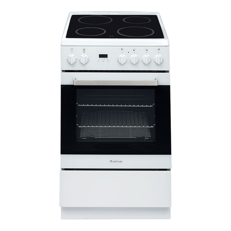 Artusi AFC547W 54cm white freestanding electric cooker with ceramic cooktop