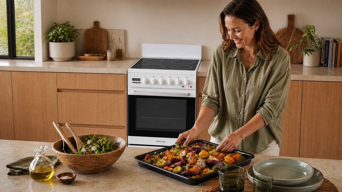 Artusi AFC607 60cm Freestanding Electric Cooker lifestyle - everyday cooking