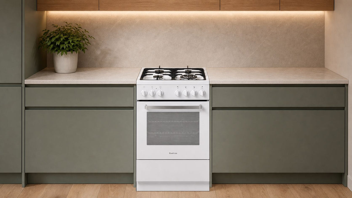 Artusi AFGG54W 54cm Freestanding Gas Cooker lifestyle - modern kitchen