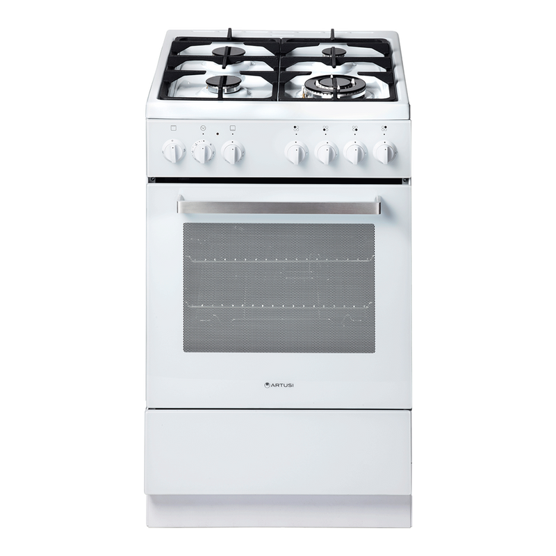 Artusi AFGG54W 54cm white freestanding gas cooker with 4 gas burners