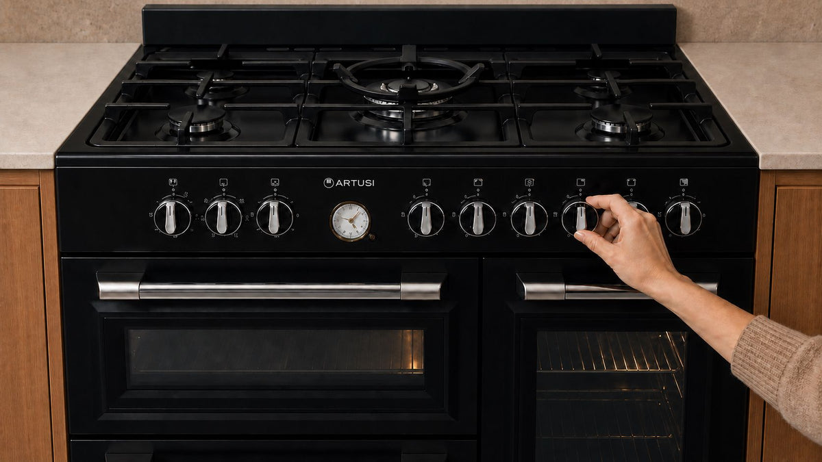 Artusi AFGR935 90cm Freestanding Cooker lifestyle - simple control