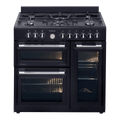 Artusi AFGR935B 90cm matte black freestanding cooker with 5 gas burners and 3 ovens