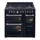 Artusi AFGR935B 90cm matte black freestanding cooker with 5 gas burners and 3 ovens