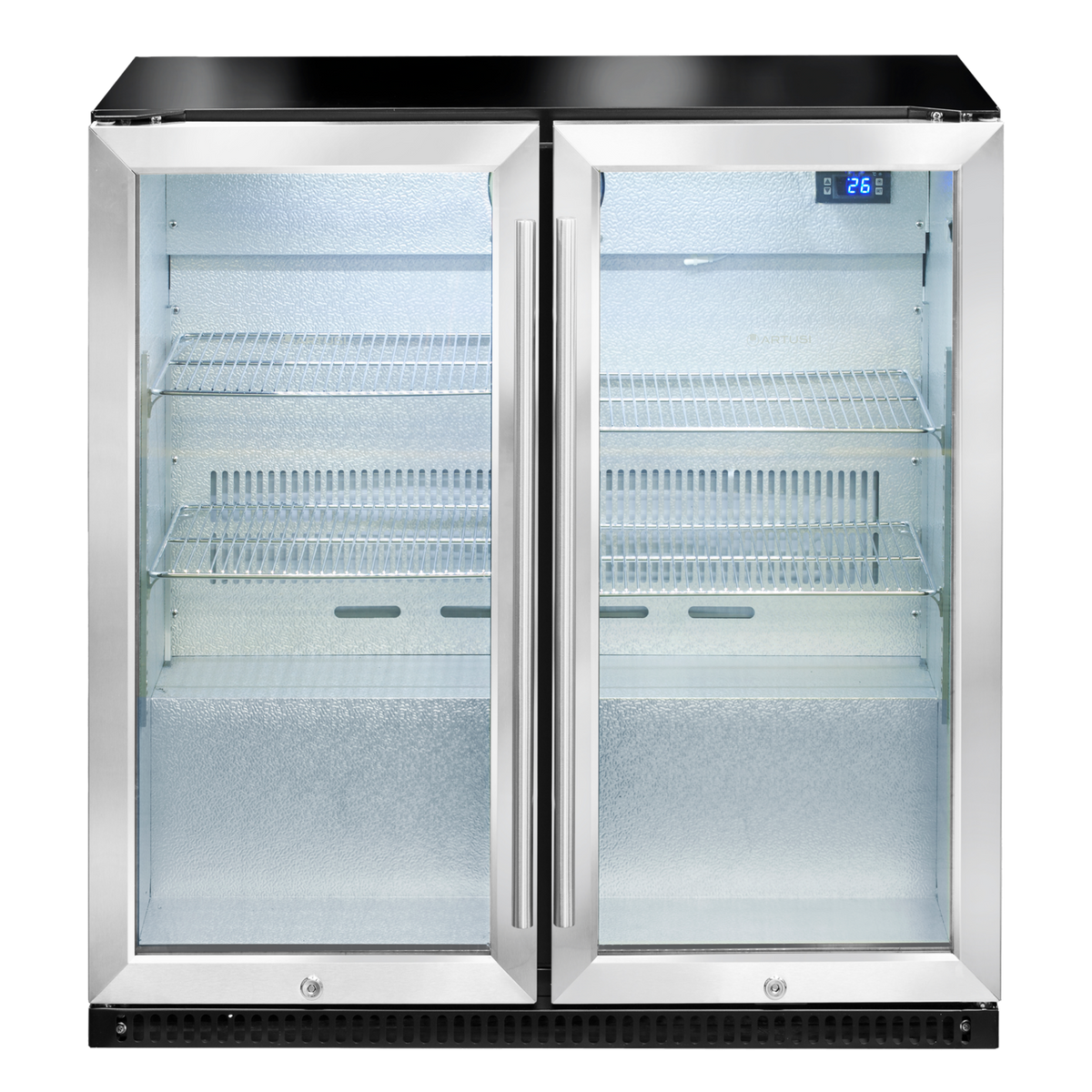 Artusi AOF2SM5 190 bottle double door outdoor beverage chiller in stainless steel