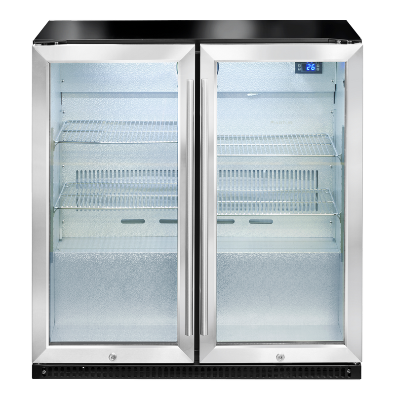Artusi AOF2SM5 190 bottle double door outdoor beverage chiller in stainless steel