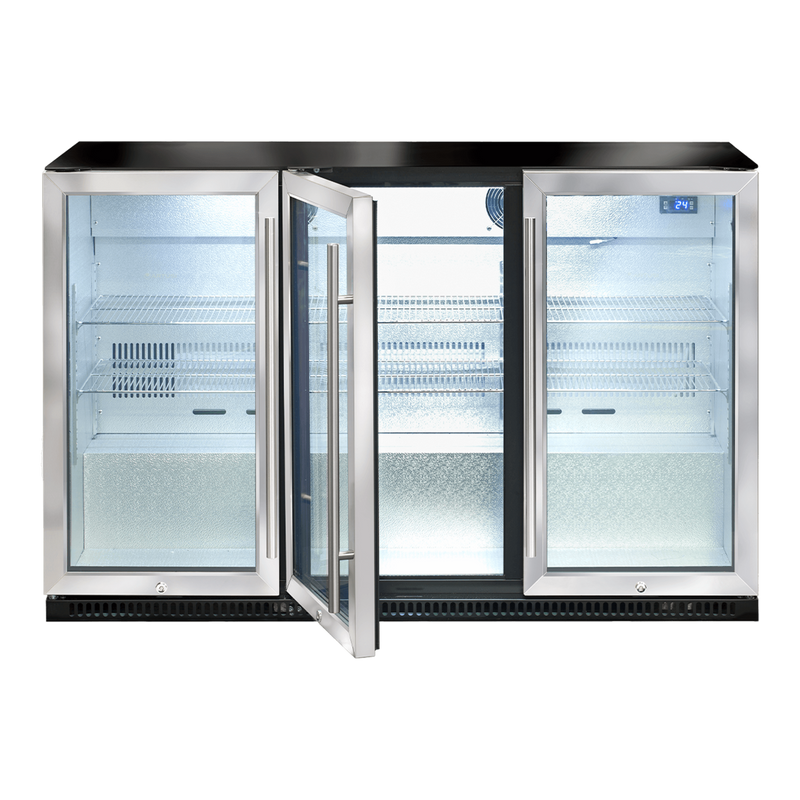 Artusi AOF3S 307L triple door outdoor beverage chiller in stainless steel