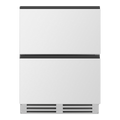 Artusi AUBF620X 97 can dual drawer underbench beverage chiller, front view of the two drawers