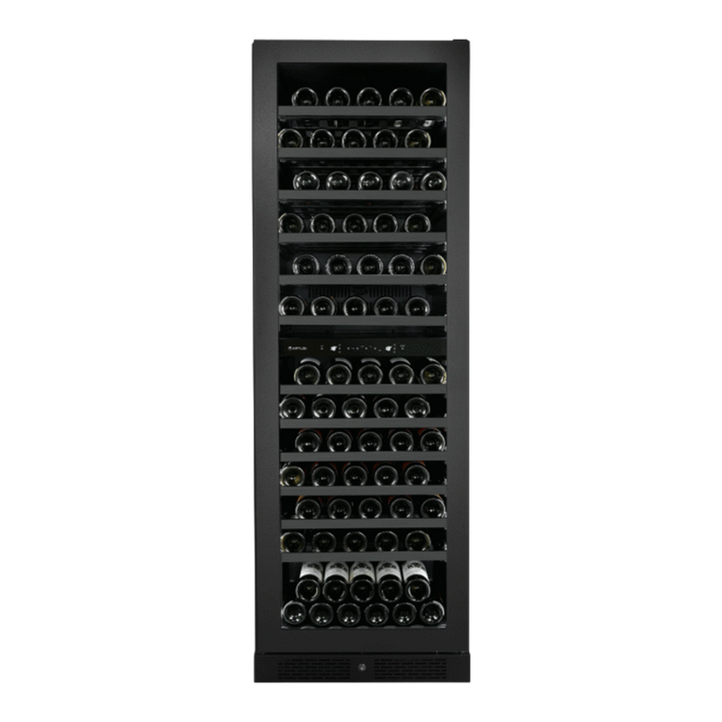 Artusi AWC154BV 125 bottle single door wine cellar in black, full-height front view