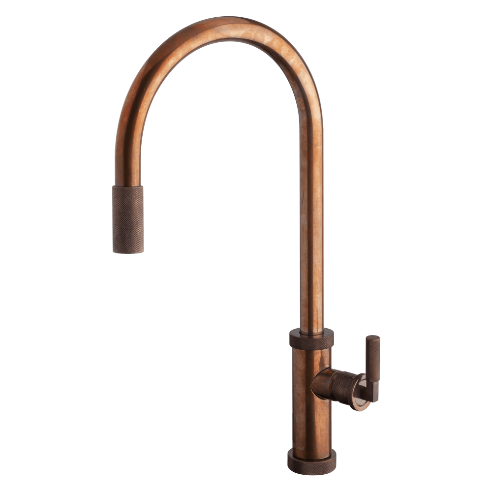 Armando Vicario Urban D pull-out kitchen mixer in Natural Brass