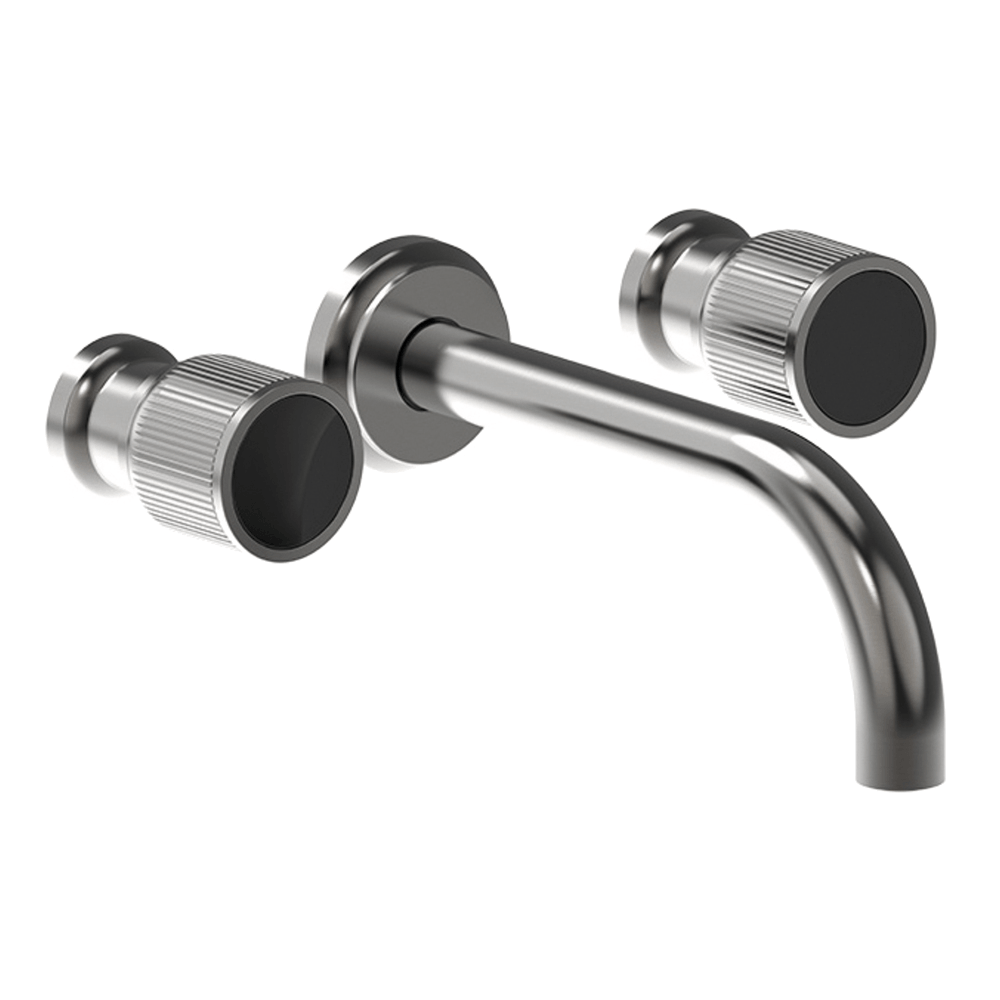 Armando Vicario 500684 Lead Free Lumiere Three-Piece Wall Basin Mixer Set in Black Brushed Nickel