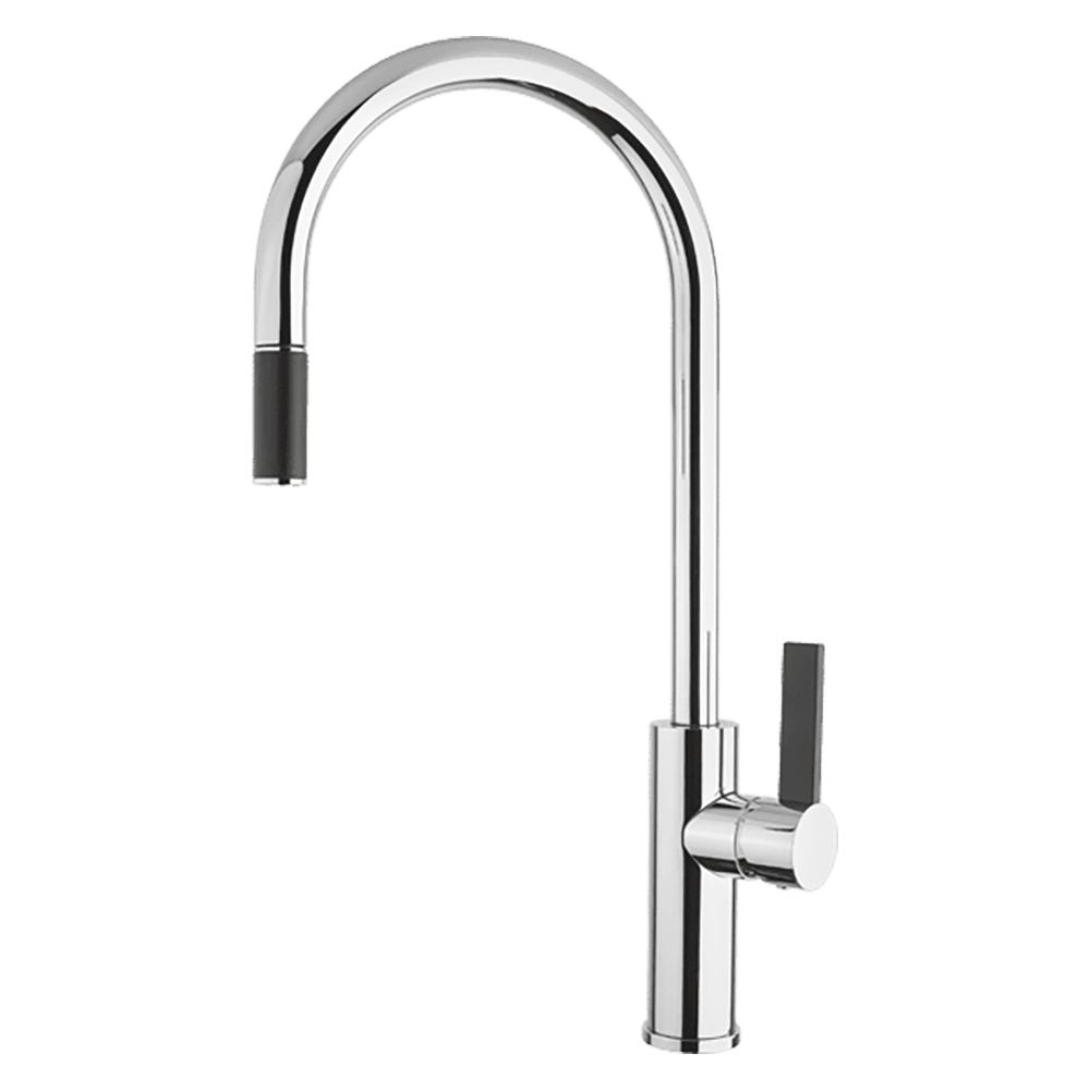 Armando Vicario LUZ-1 Chrome Lead Free Gooseneck Pull-Out Kitchen Mixer