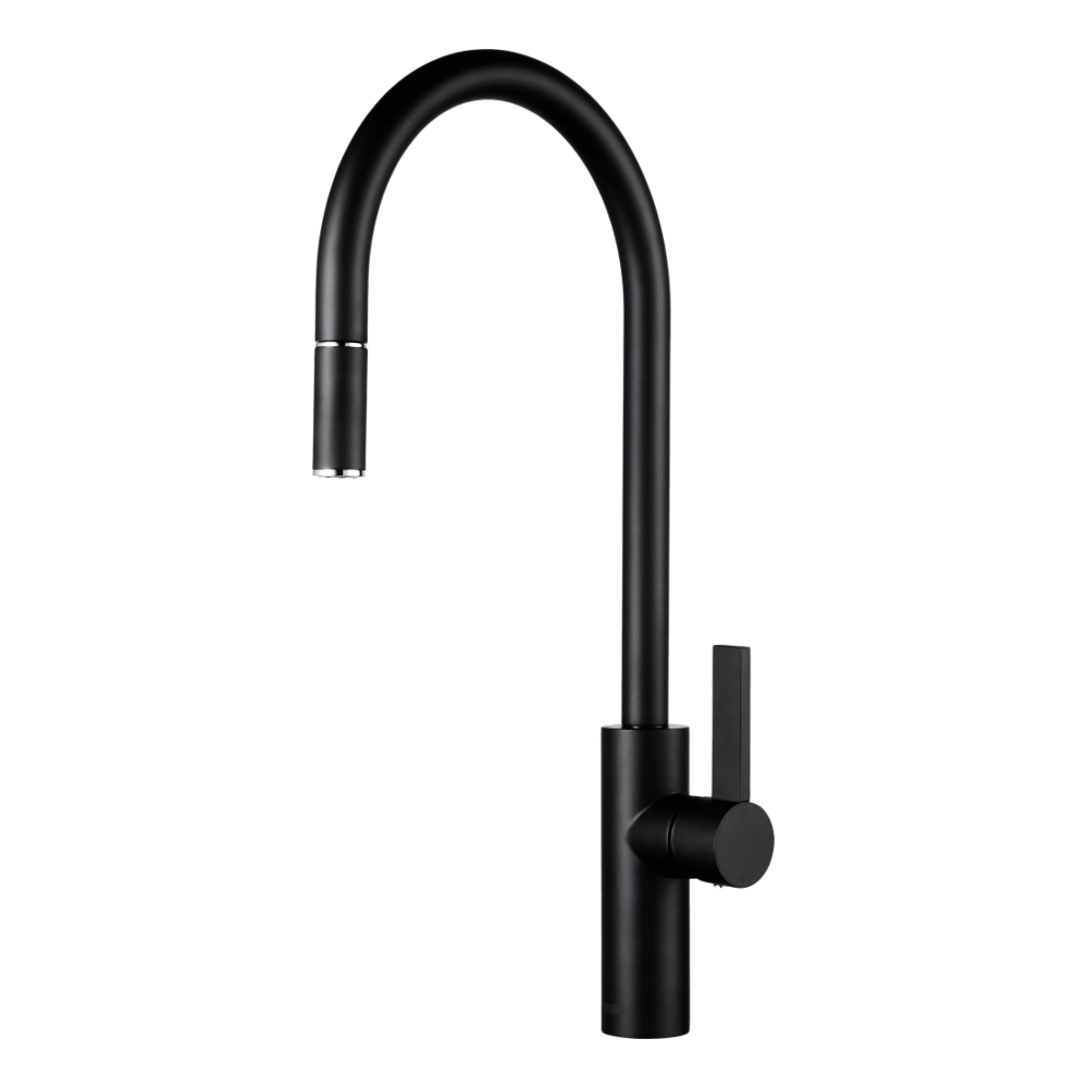Armando Vicario LUZ-1 Black Lead Free Gooseneck Pull-Out Kitchen Mixer