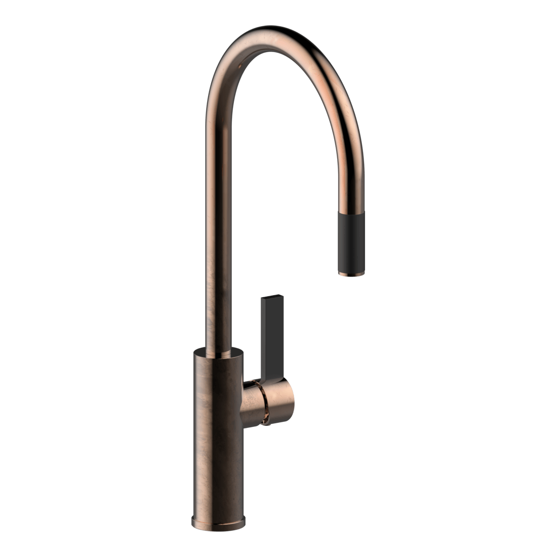 Armando Vicario LUZ-1 Natural Brass Lead Free Gooseneck Pull-Out Kitchen Mixer