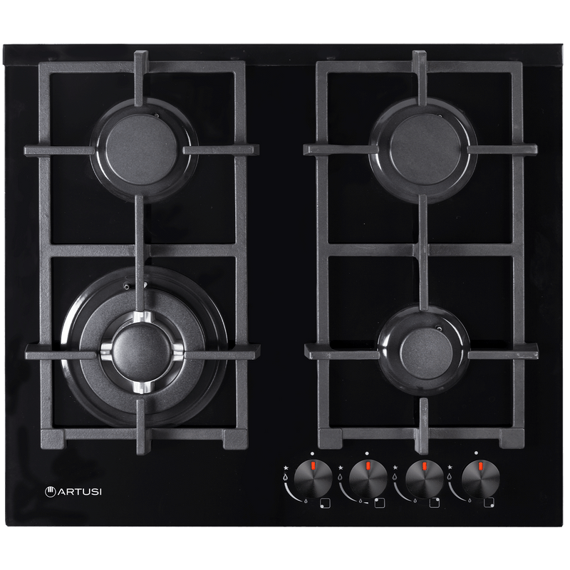 Artusi CAGH6000 60cm gas cooktop in black glass