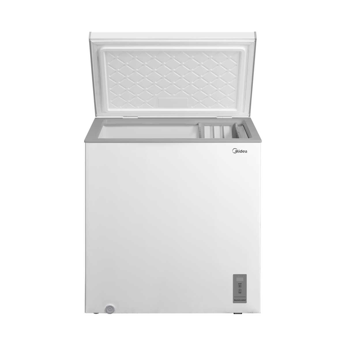 Midea MDRC284FZE01APE chest freezer with lid open