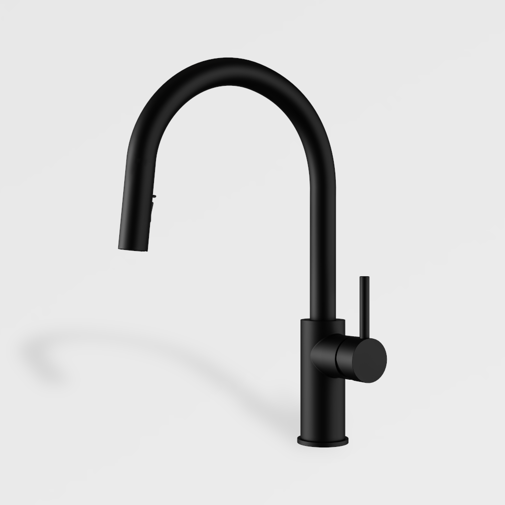 Innova BL9003BK Kova Gooseneck Kitchen Mixer with Pull-Out Spray - Matte Black