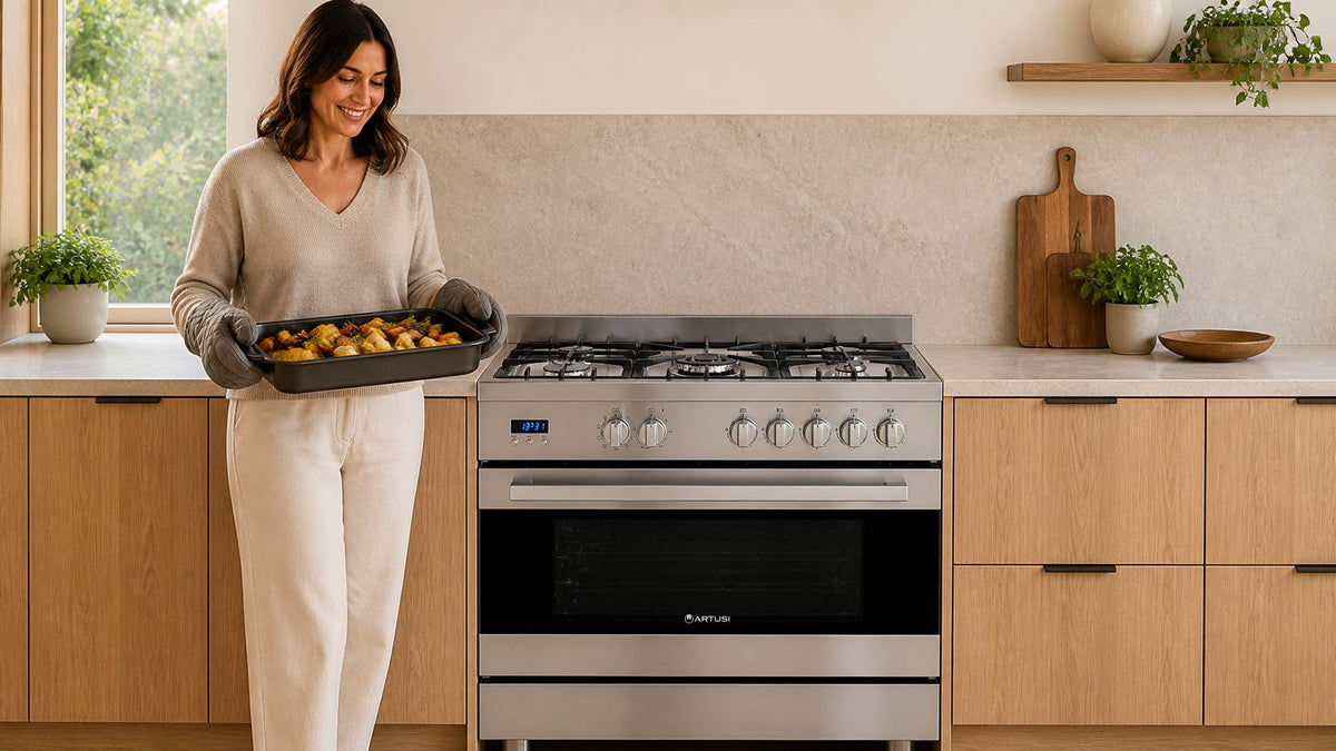 Artusi CAFG91 90cm Freestanding Dual Fuel Cooker lifestyle - everyday cooking