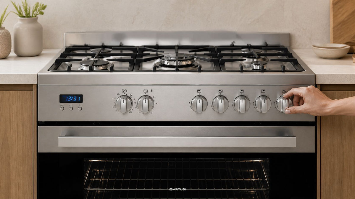 Artusi CAFG91 90cm Freestanding Dual Fuel Cooker lifestyle - simple control