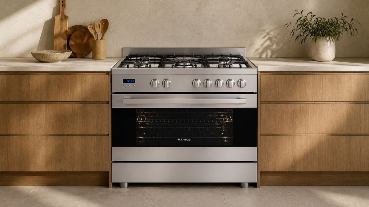 Artusi CAFG91 90cm Freestanding Dual Fuel Cooker lifestyle - modern kitchen