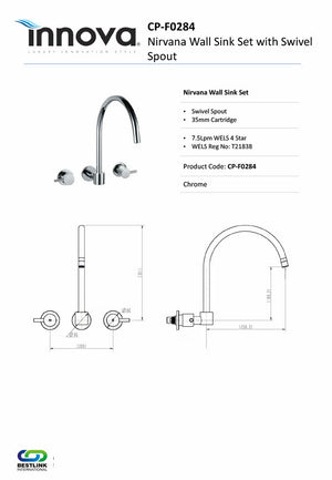 Innova CPF0284 Nirvana Wall Sink Mixer